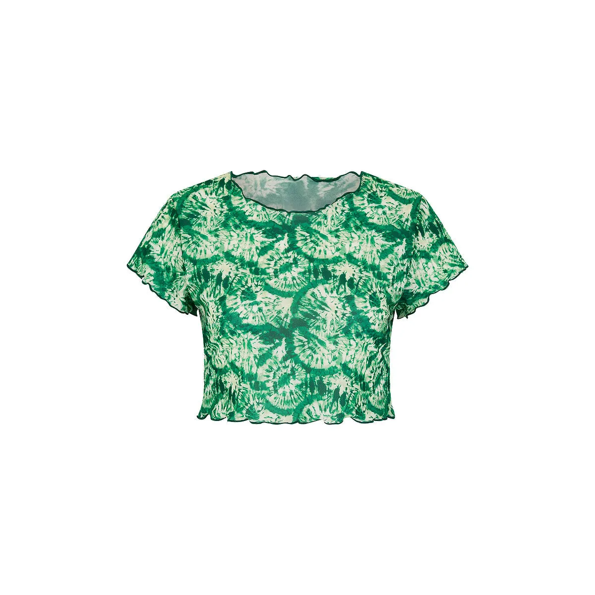 Lettuce Mesh Cropped Tee - Emerald Tides sold by Kulani Kinis