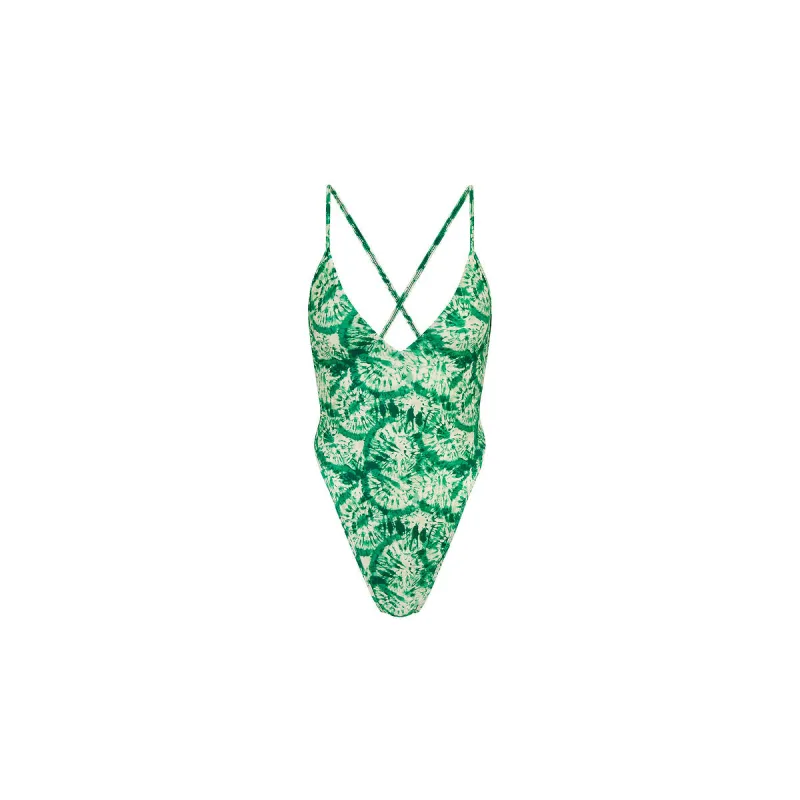 Plunge Cross Back One Piece - Emerald Tides sold by Kulani Kinis