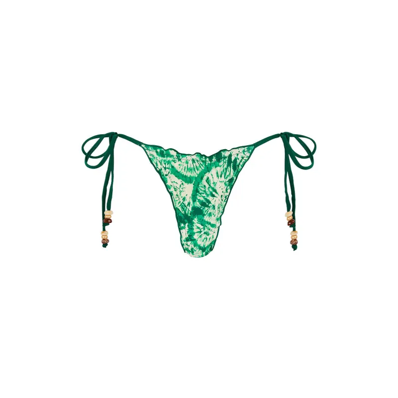 Lettuce Edge Thong Tie Bikini Bottom - Emerald Tides sold by Kulani Kinis