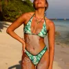 Bind Tie Halter Bikini Top - Emerald Tides sold by Kulani Kinis