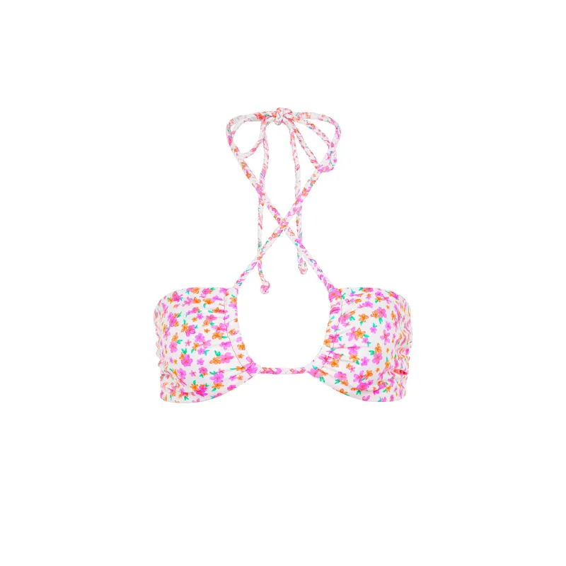 Braided Tie Bandeau Bikini Top - Flamingo Flora sold by Kulani Kinis