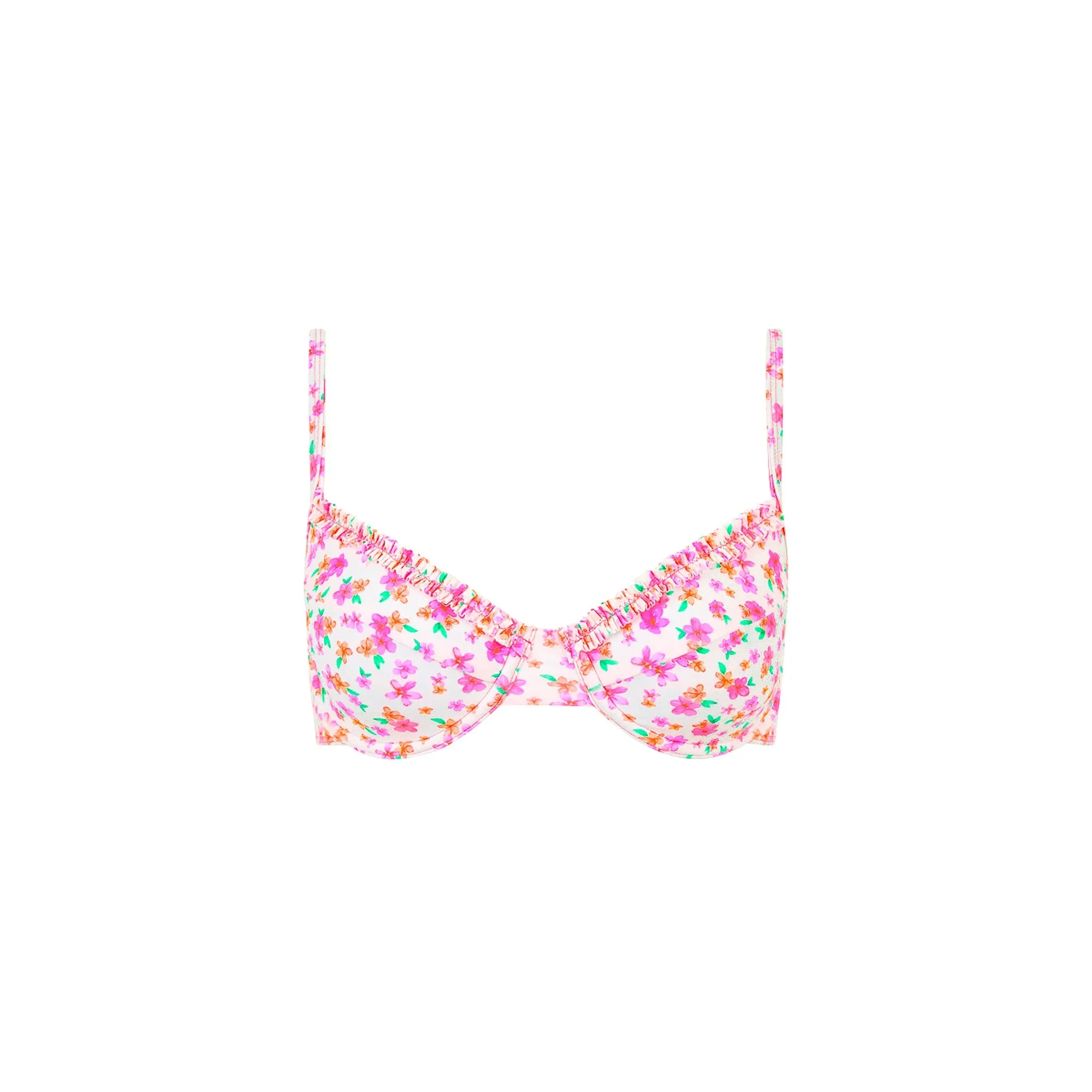 Double Ruffle Underwire Bikini Top - Flamingo Flora sold by Kulani Kinis