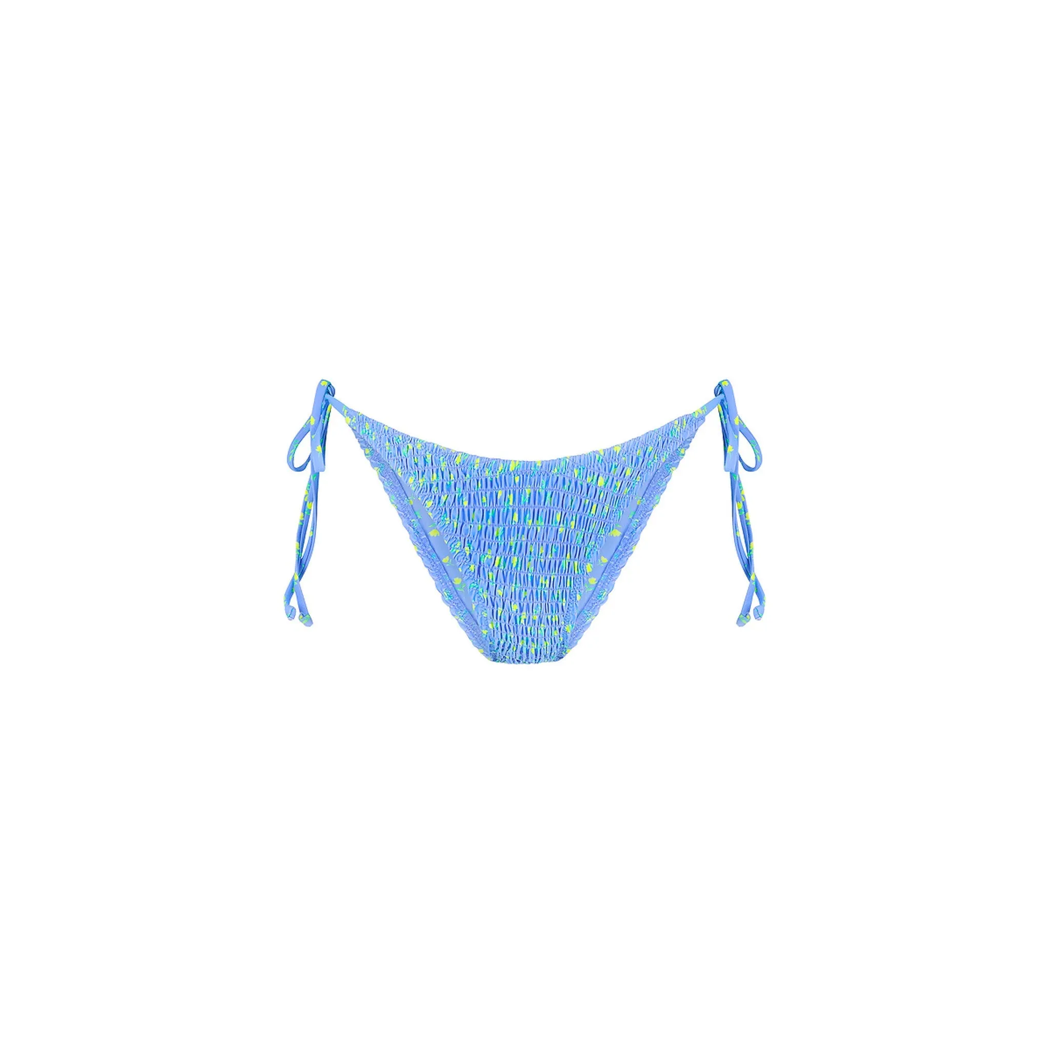 Shirred Dipped Cheeky Tie Bikini Bottom - Lemon Bloom sold by Kulani Kinis