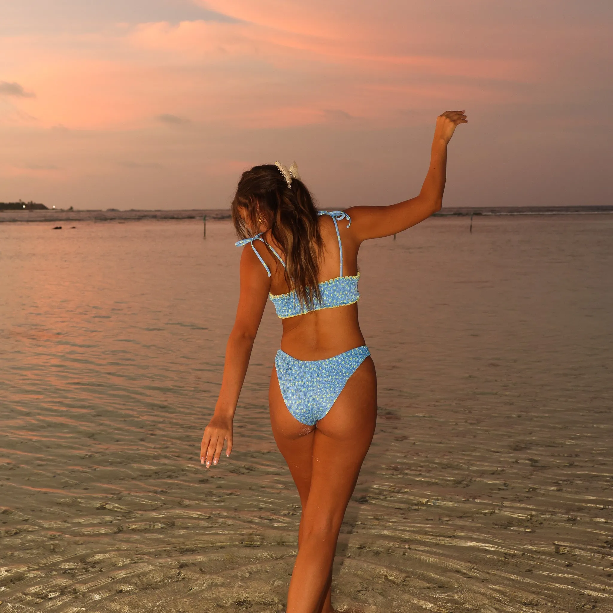 Shirred Minimal Full Coverage Bikini Bottom - Lemon Bloom sold by Kulani Kinis product image thumbnail 2