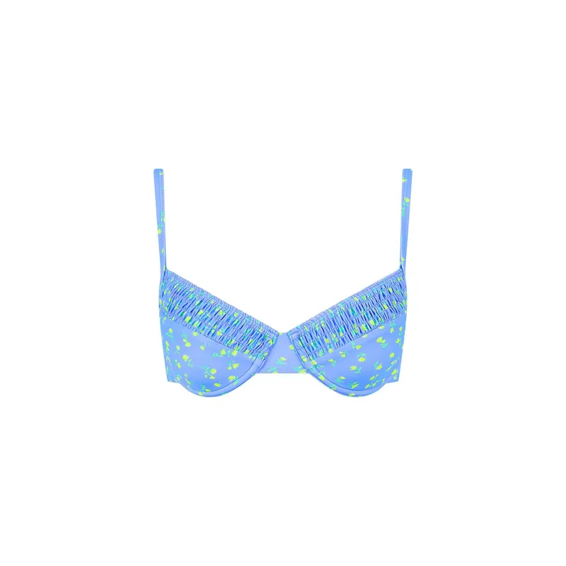 Shirred Ditzy Underwire Bra Bikini Top - Lemon Bloom sold by Kulani Kinis