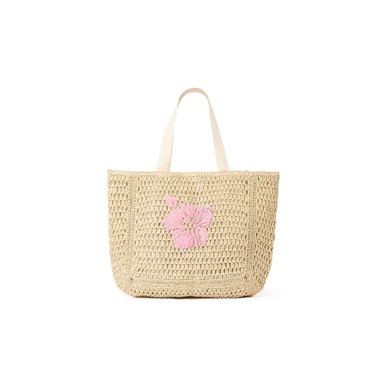 Straw Beach Tote Bag - Natural Hibiscus sold by Kulani Kinis