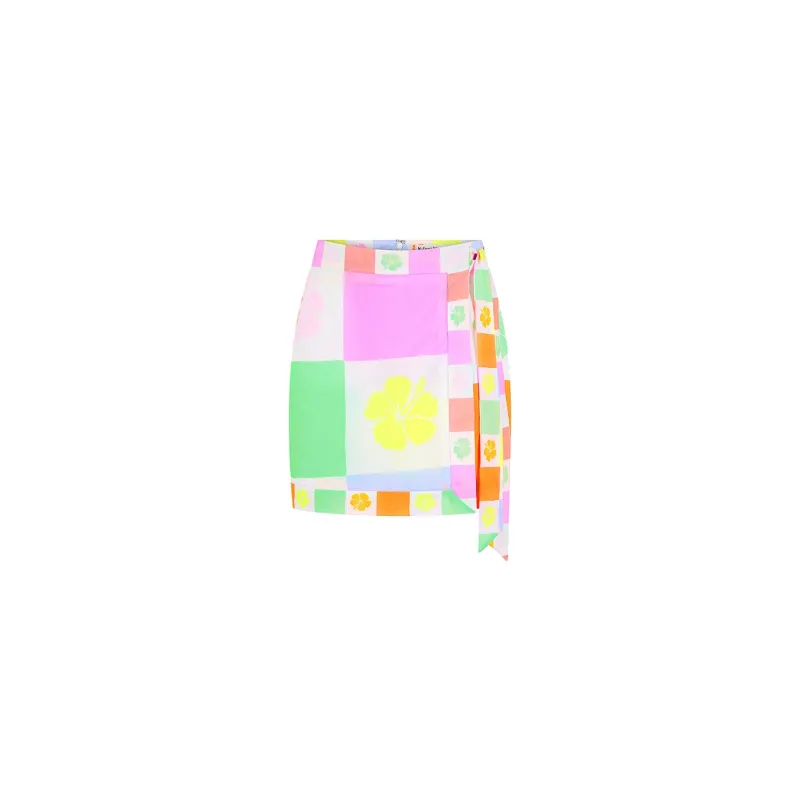 Summer Wrap Mini Skirt - Hibiscus Rainbow sold by Kulani Kinis