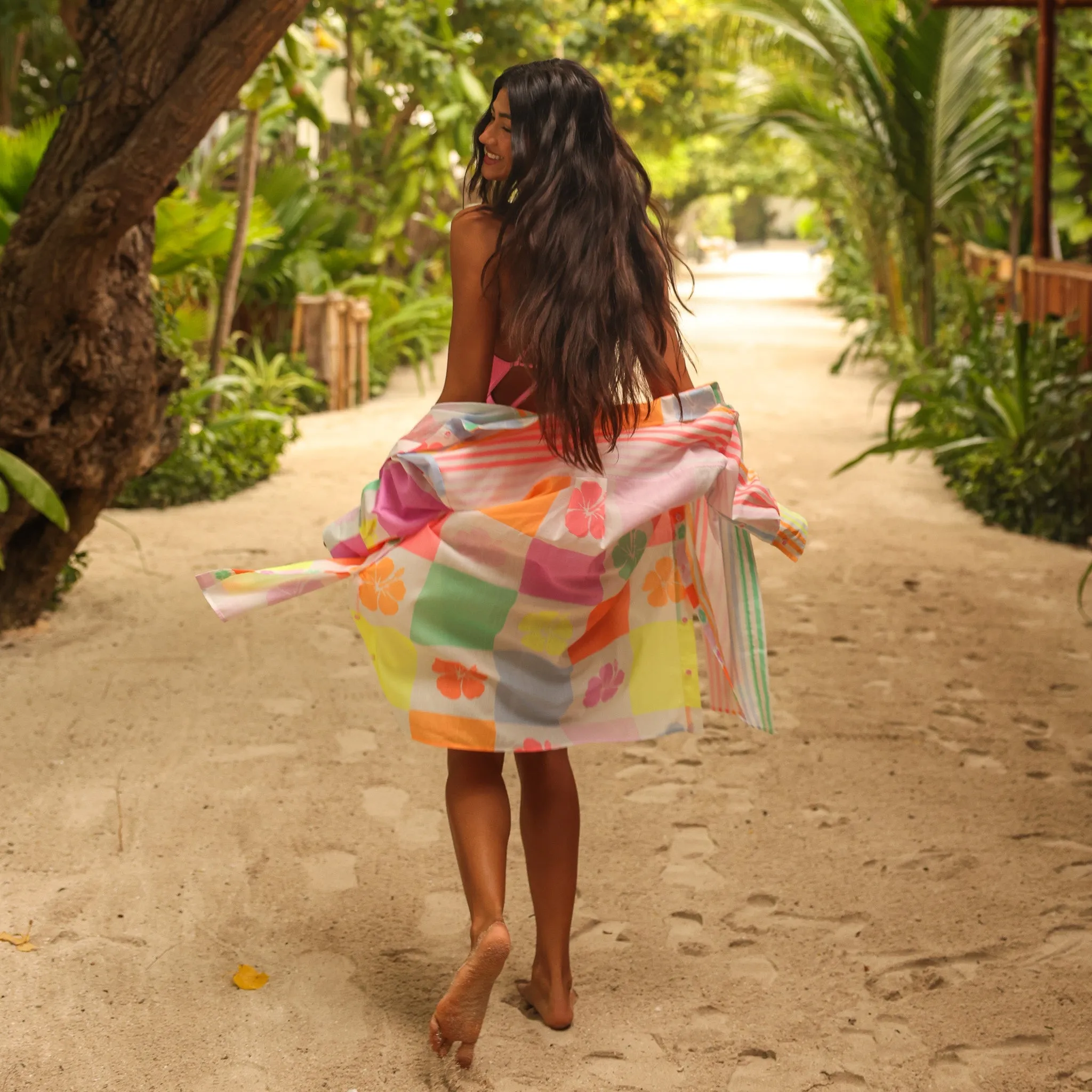 Long Sleeve Beach Shirt - Hibiscus Rainbow sold by Kulani Kinis product image thumbnail 2