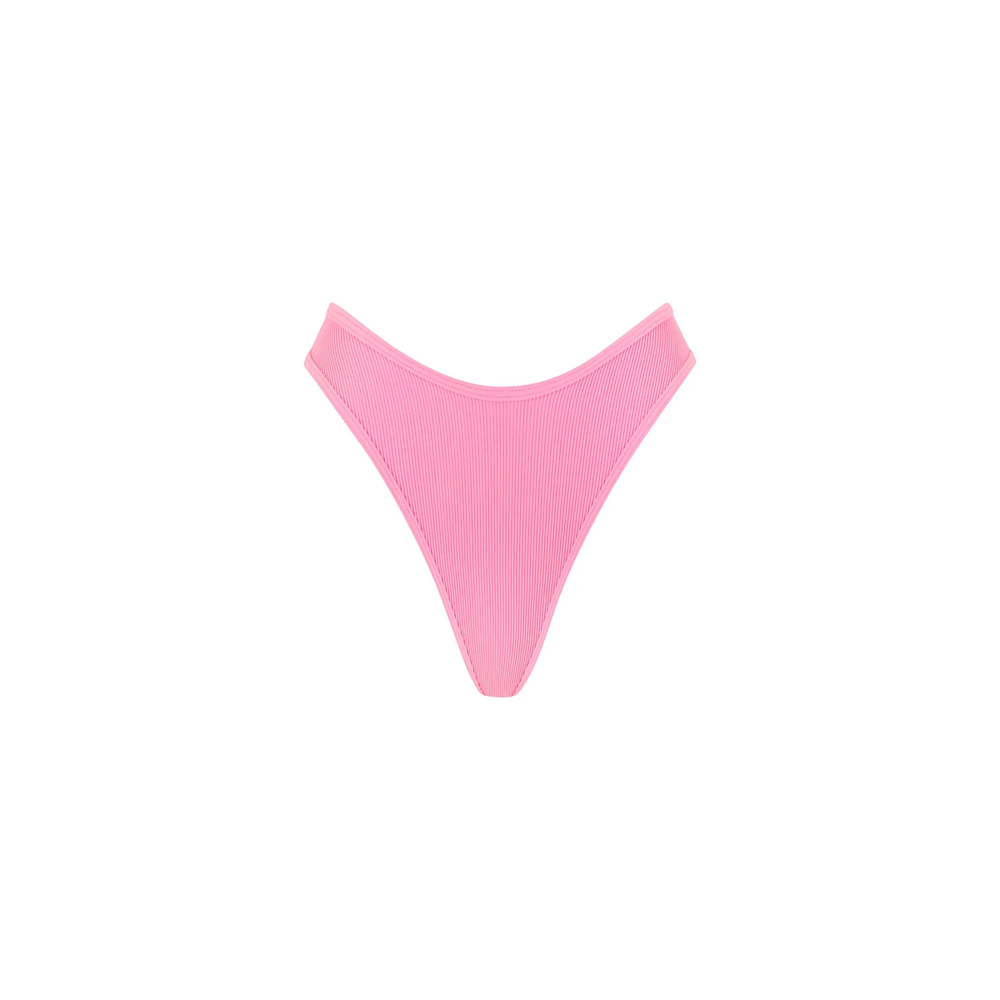 High Leg Thong Bikini Bottom - Taffy Pink Ribbed sold by Kulani Kinis