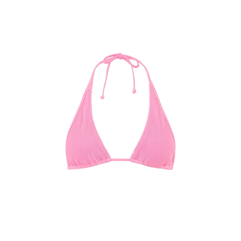 Bind Tie Halter Bikini Top - Taffy Pink Ribbed sold by Kulani Kinis