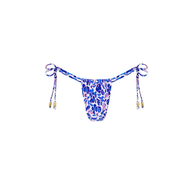 Tie Ruched Thong Bikini Bottom - Ocean Colada sold by Kulani Kinis