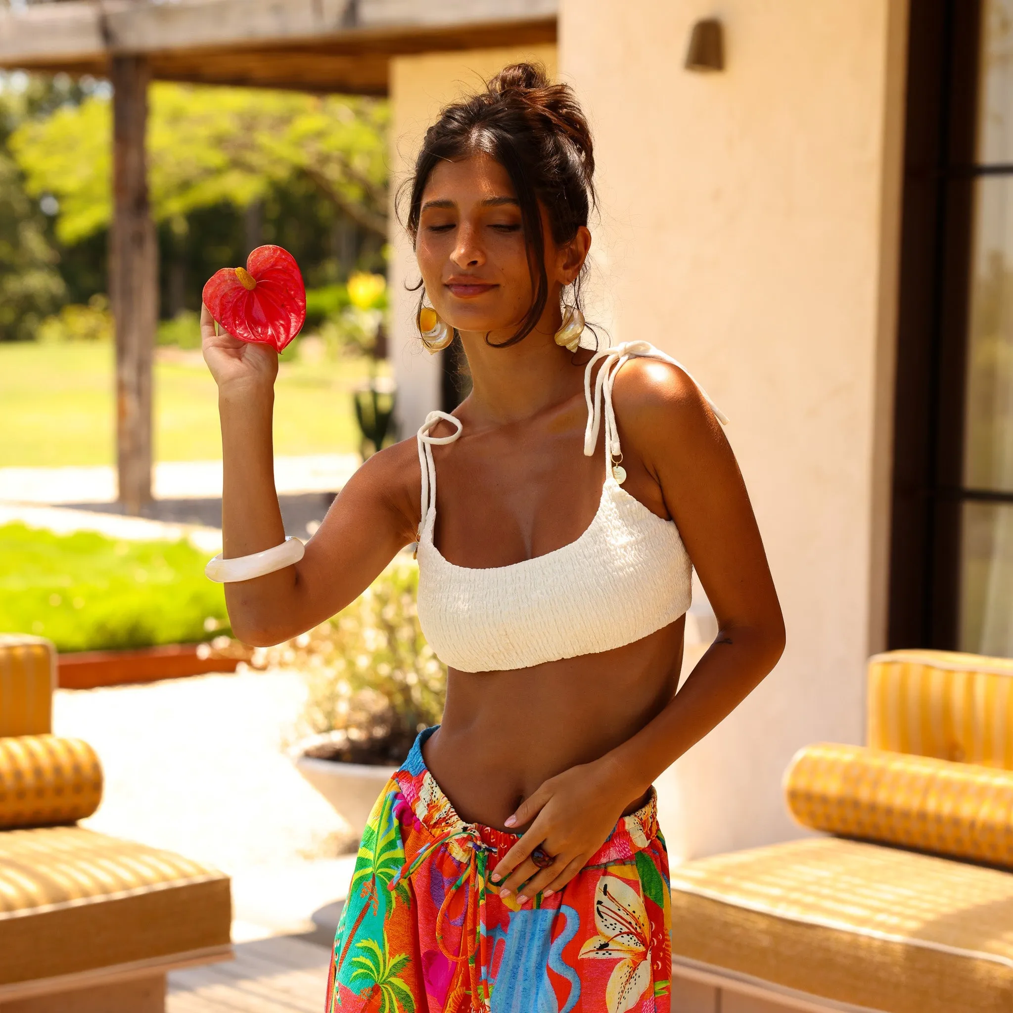 Simple Shirred Tie Crop - Natural White sold by Kulani Kinis product image thumbnail 4