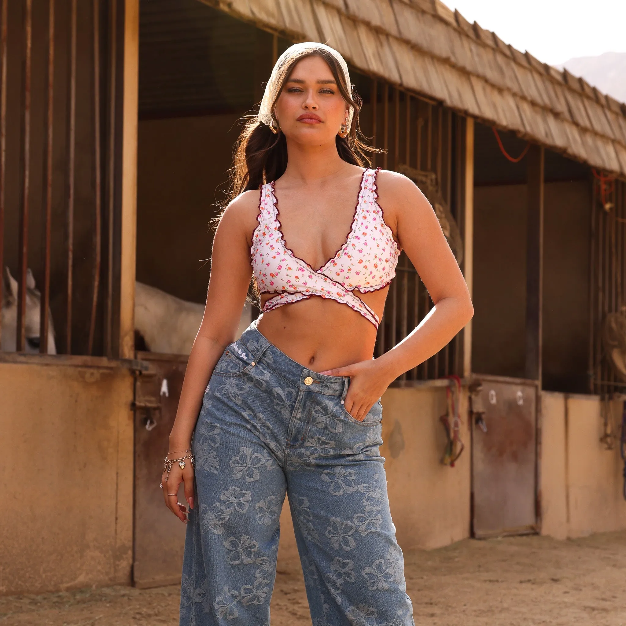 Lettuce Edge Wrap Bikini Top - Rosie Posie sold by Kulani Kinis product image thumbnail 2