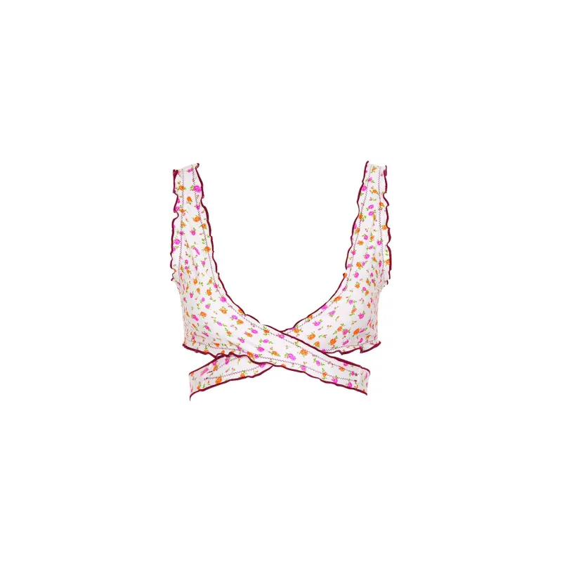 Lettuce Edge Wrap Bikini Top - Rosie Posie sold by Kulani Kinis