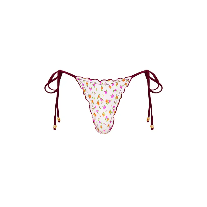 Lettuce Edge Thong Tie Bikini Bottom - Rosie Posie sold by Kulani Kinis