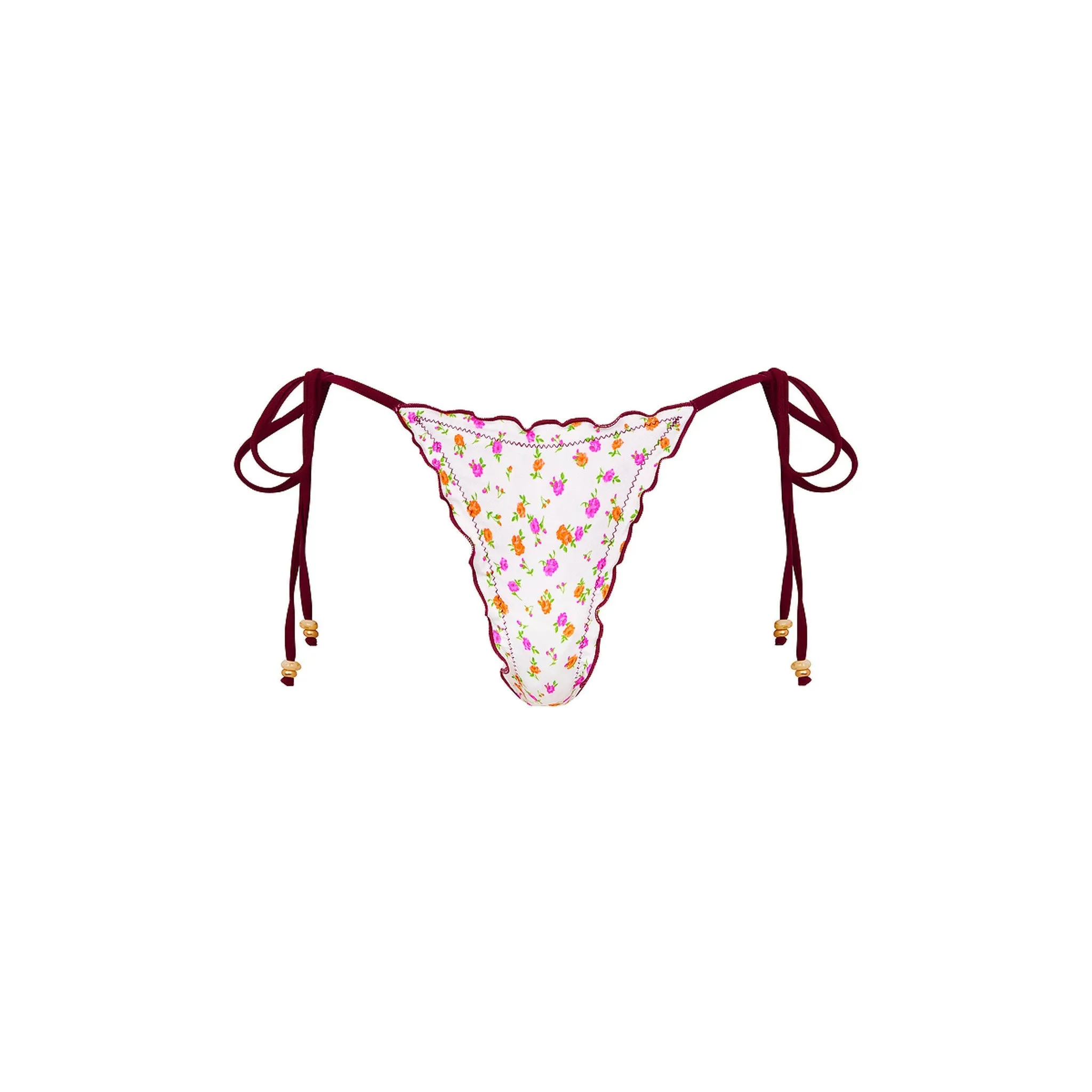 Lettuce Edge Thong Tie Bikini Bottom - Rosie Posie sold by Kulani Kinis