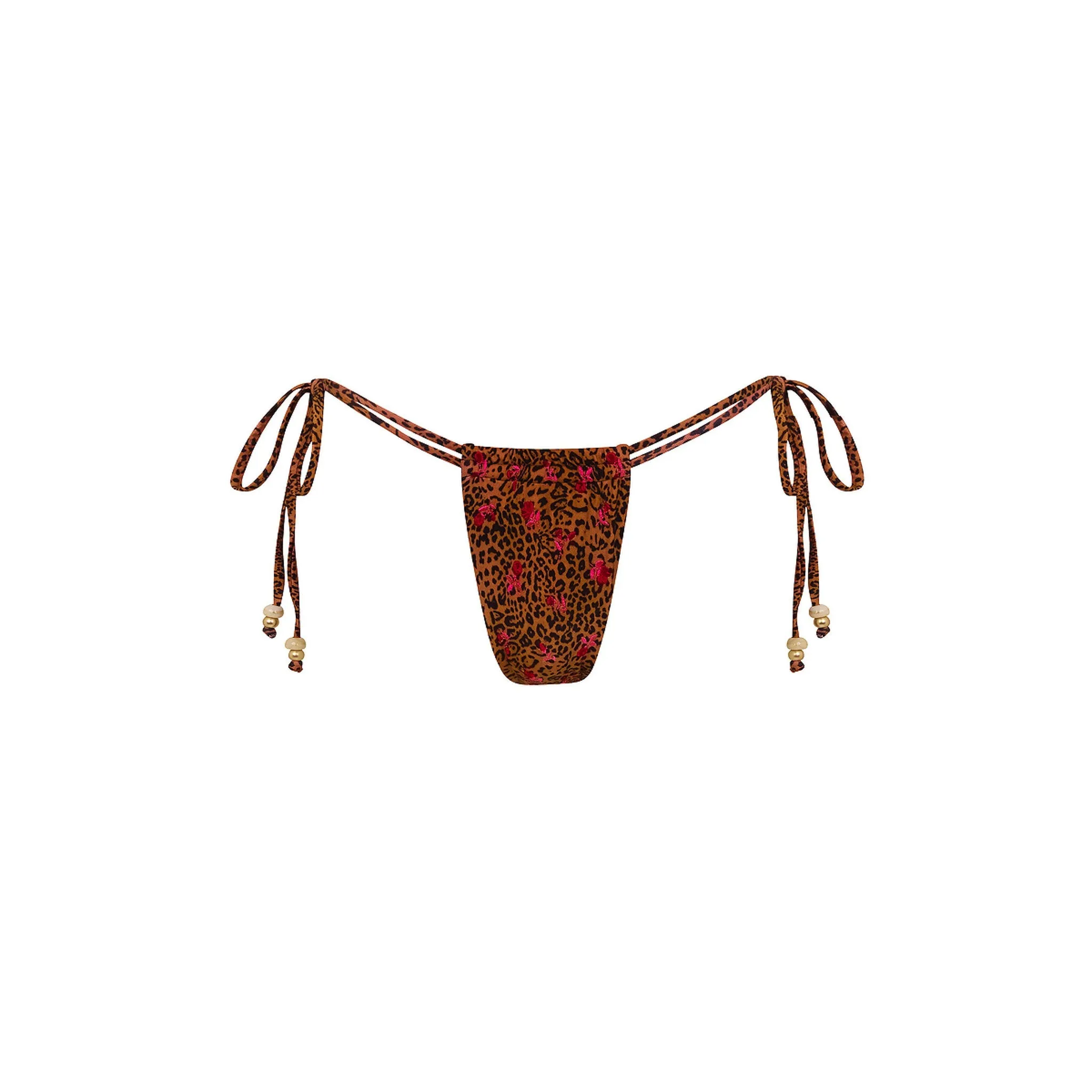 Tie Ruched Thong Bikini Bottom - Wild Rose sold by Kulani Kinis