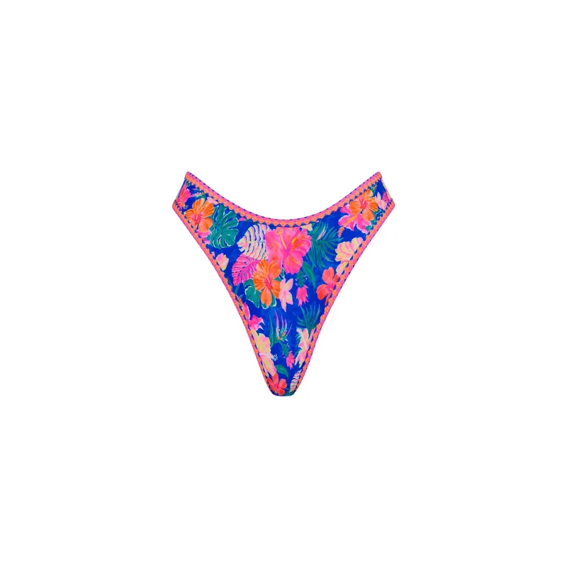 High Leg Thong Bikini Bottom - Electric Palms sold by Kulani Kinis