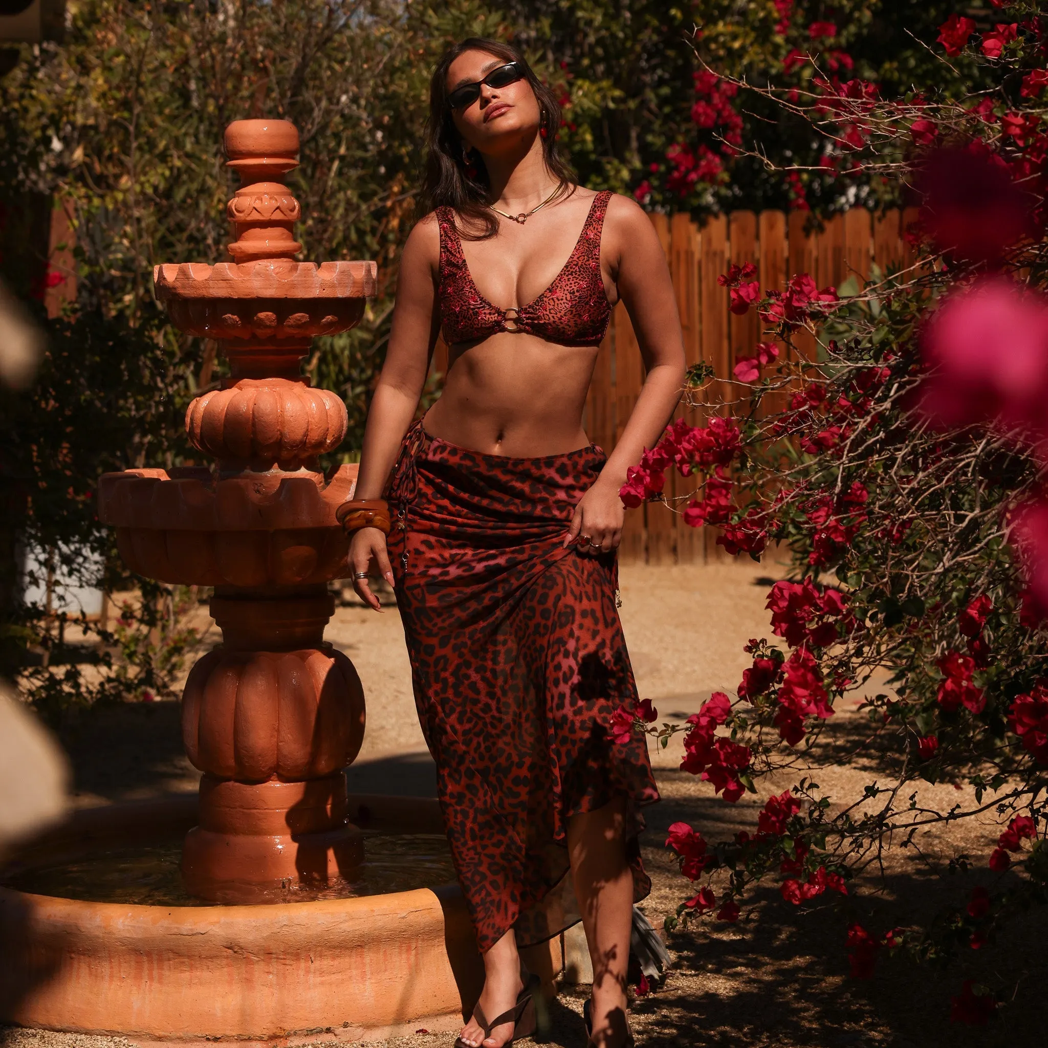 Chiffon Tie Side Maxi Skirt - Leopard Lasso sold by Kulani Kinis product image thumbnail 3