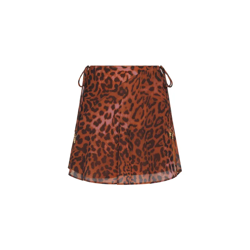 Chiffon Tie Side Mini Skirt - Leopard Lasso sold by Kulani Kinis
