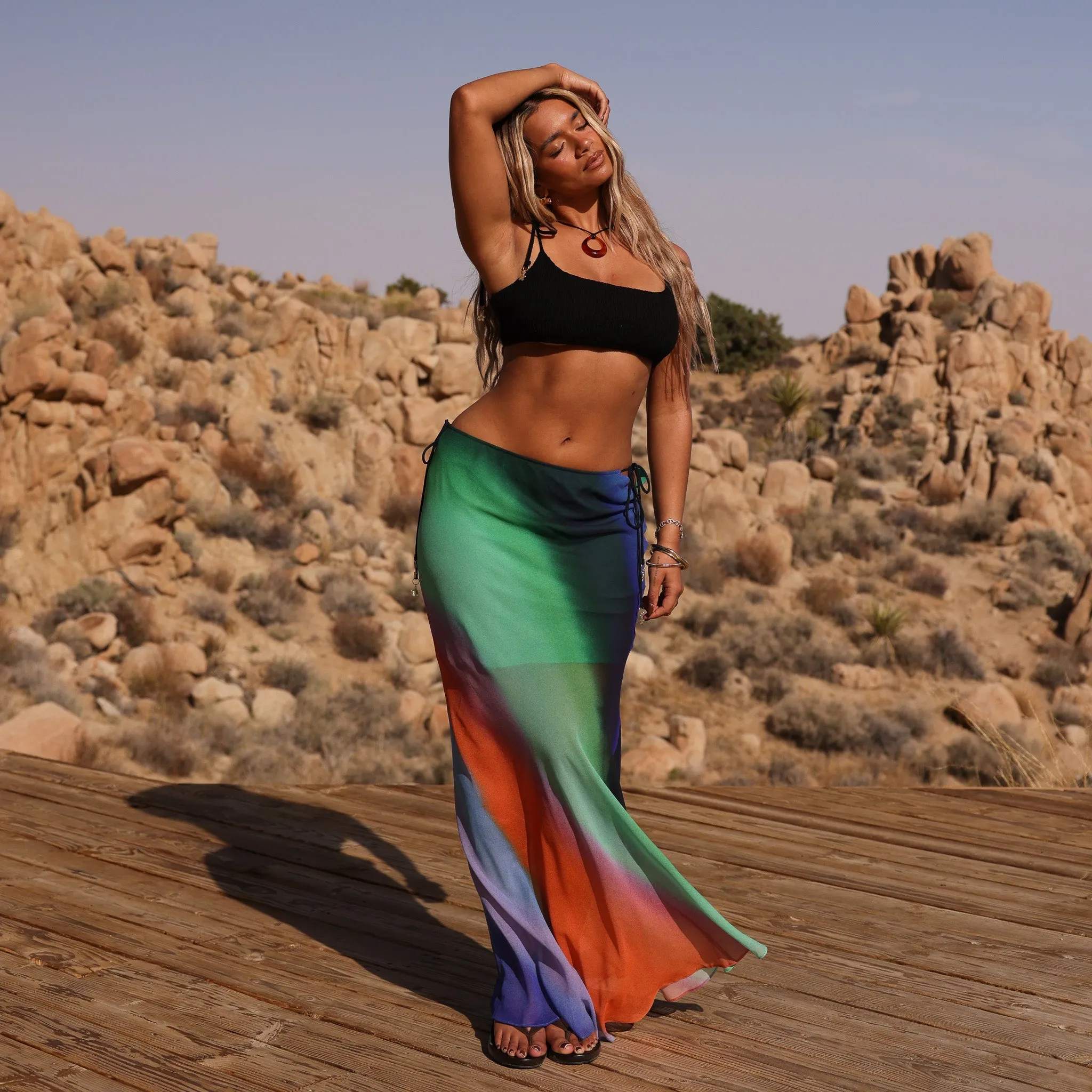 Chiffon Tie Side Maxi Skirt - Spellbound Swirl sold by Kulani Kinis product image thumbnail 4