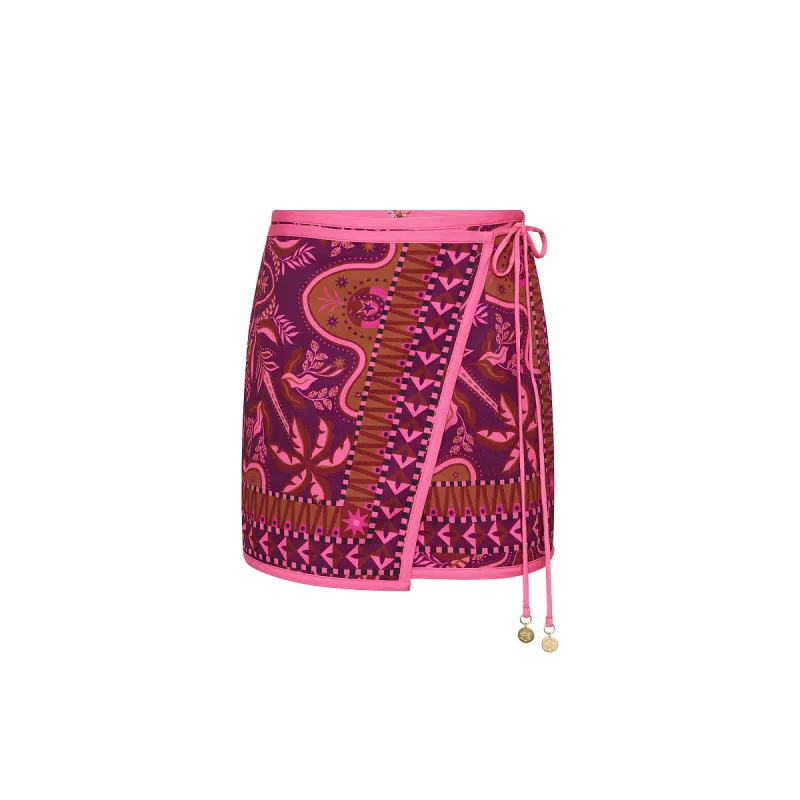 Tie Wrap Mini Skirt - Whiskey Waves sold by Kulani Kinis