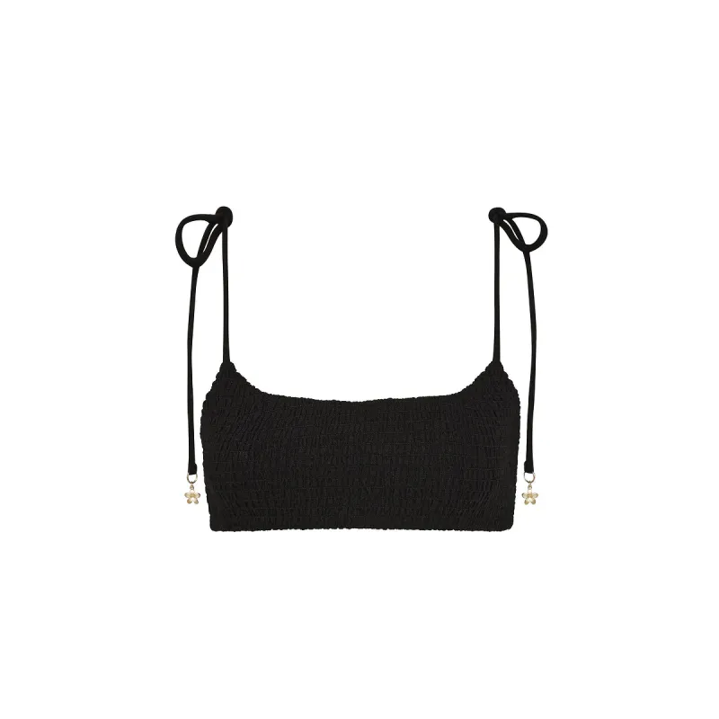 Simple Shirred Tie Crop - Natural Black sold by Kulani Kinis