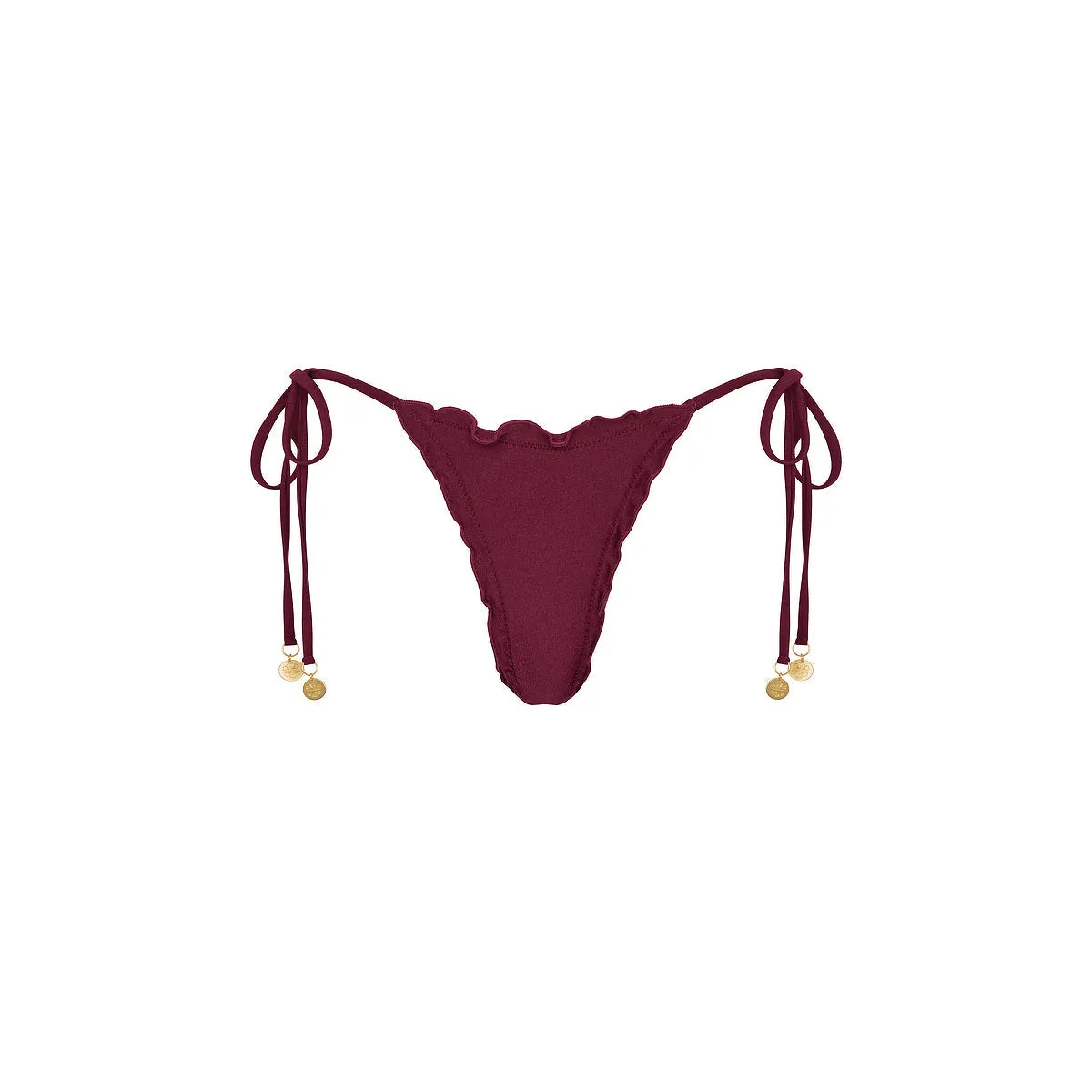 Lettuce Edge Thong Tie Bikini Bottom - Sangria sold by Kulani Kinis