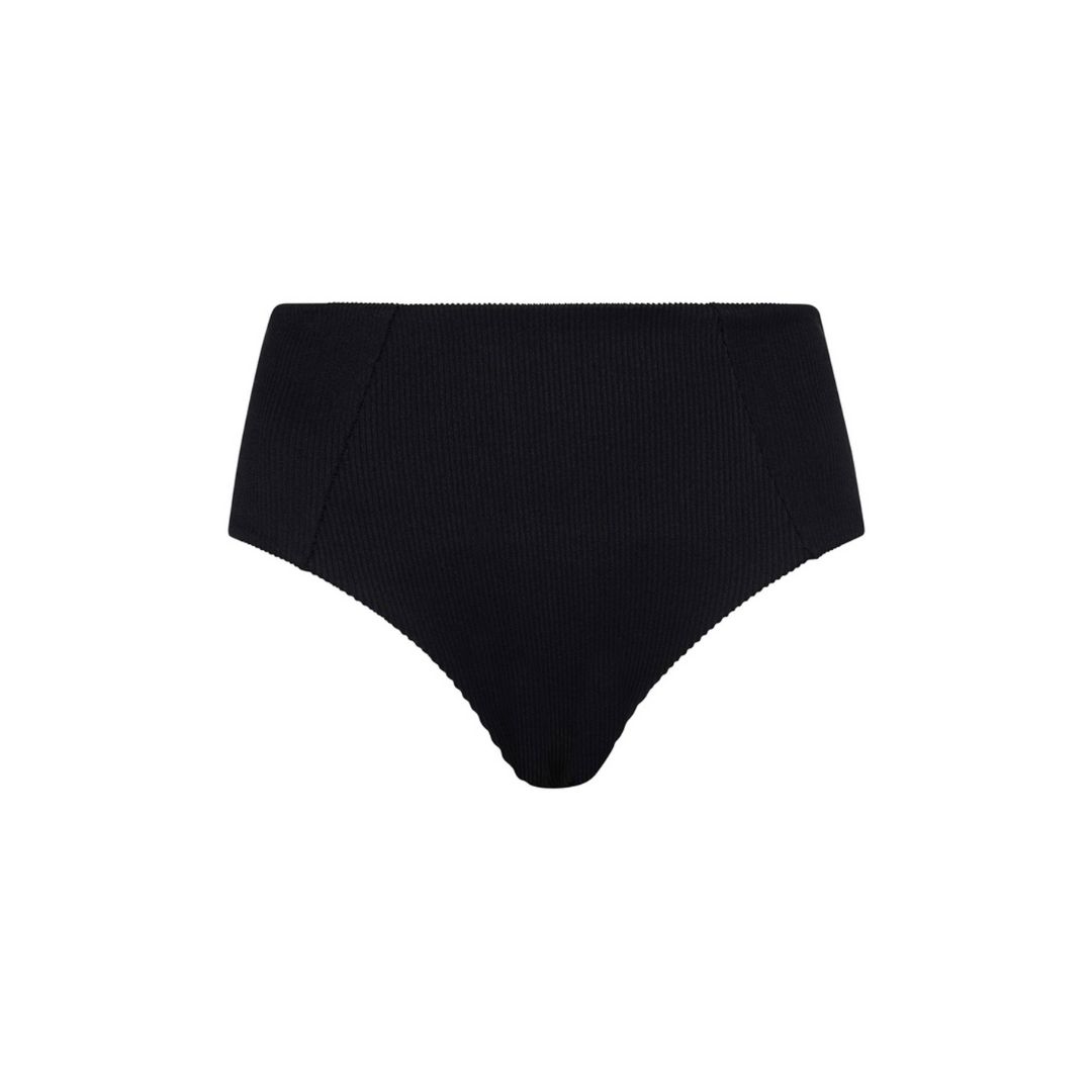 High Waist Panel Bikini Bottom - Pitch Black Ribbed sold by Kulani Kinis