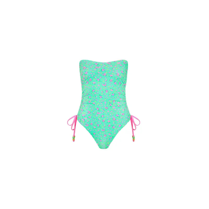 Ruched Bandeau Classic Cut One Piece - Mint Macaron sold by Kulani Kinis