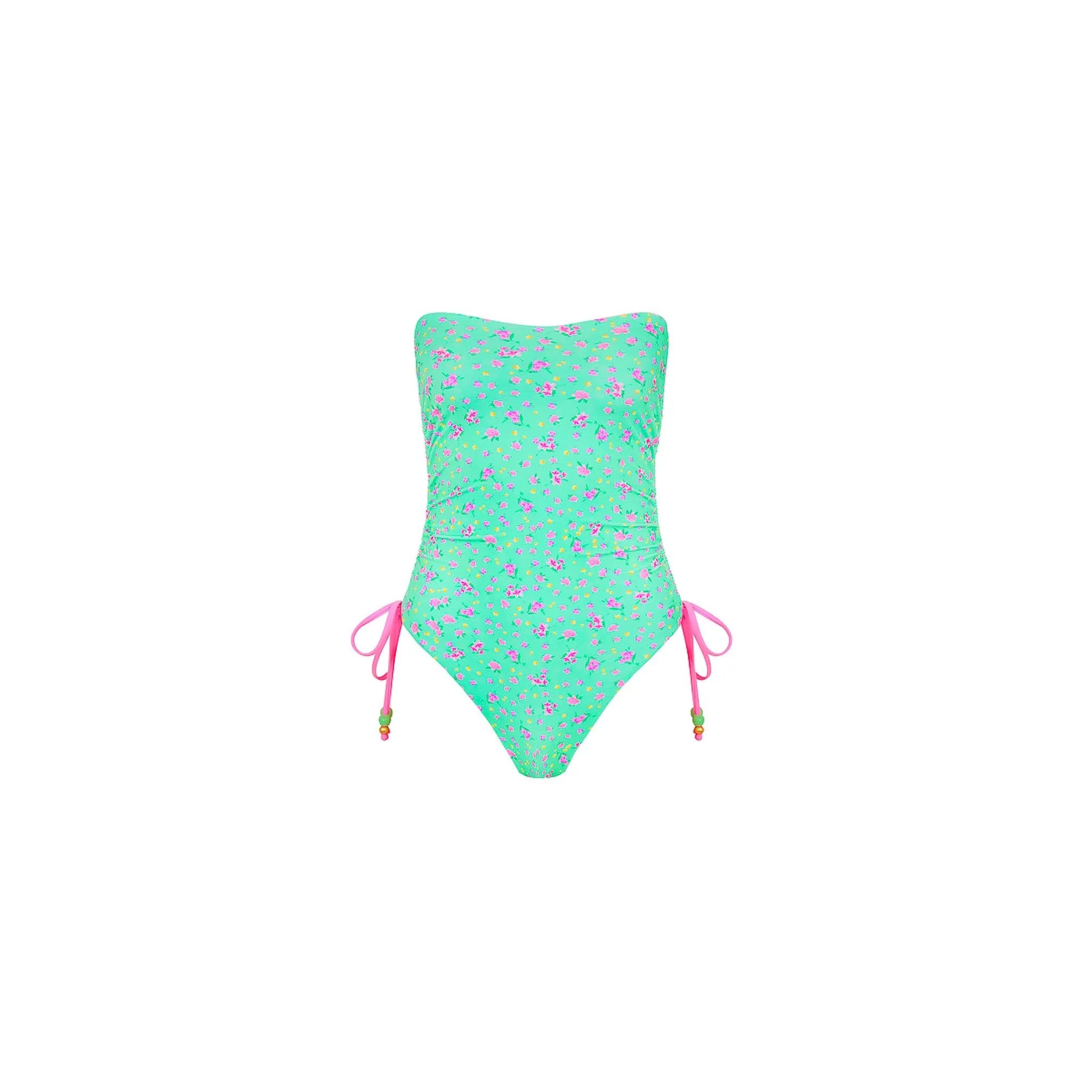 Ruched Bandeau Classic Cut One Piece - Mint Macaron sold by Kulani Kinis