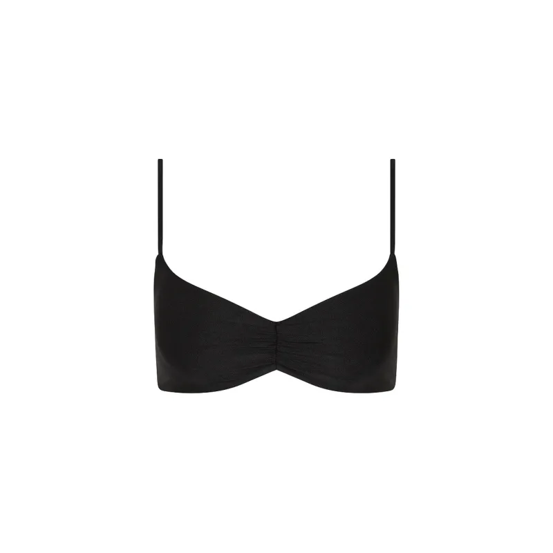 Gathered Mini Crop Bikini Top - Twilight Black made by Kulani Kinis