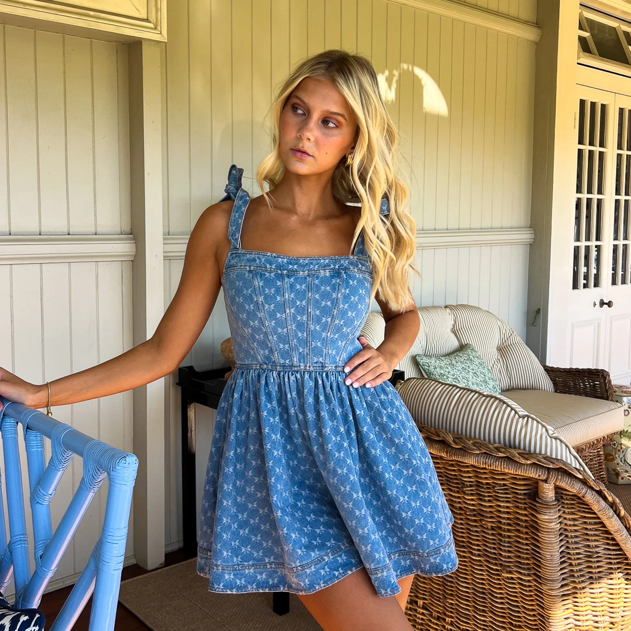 Ruffle Corset Mini Dress - Darling Denim sold by Kulani Kinis product image thumbnail 5