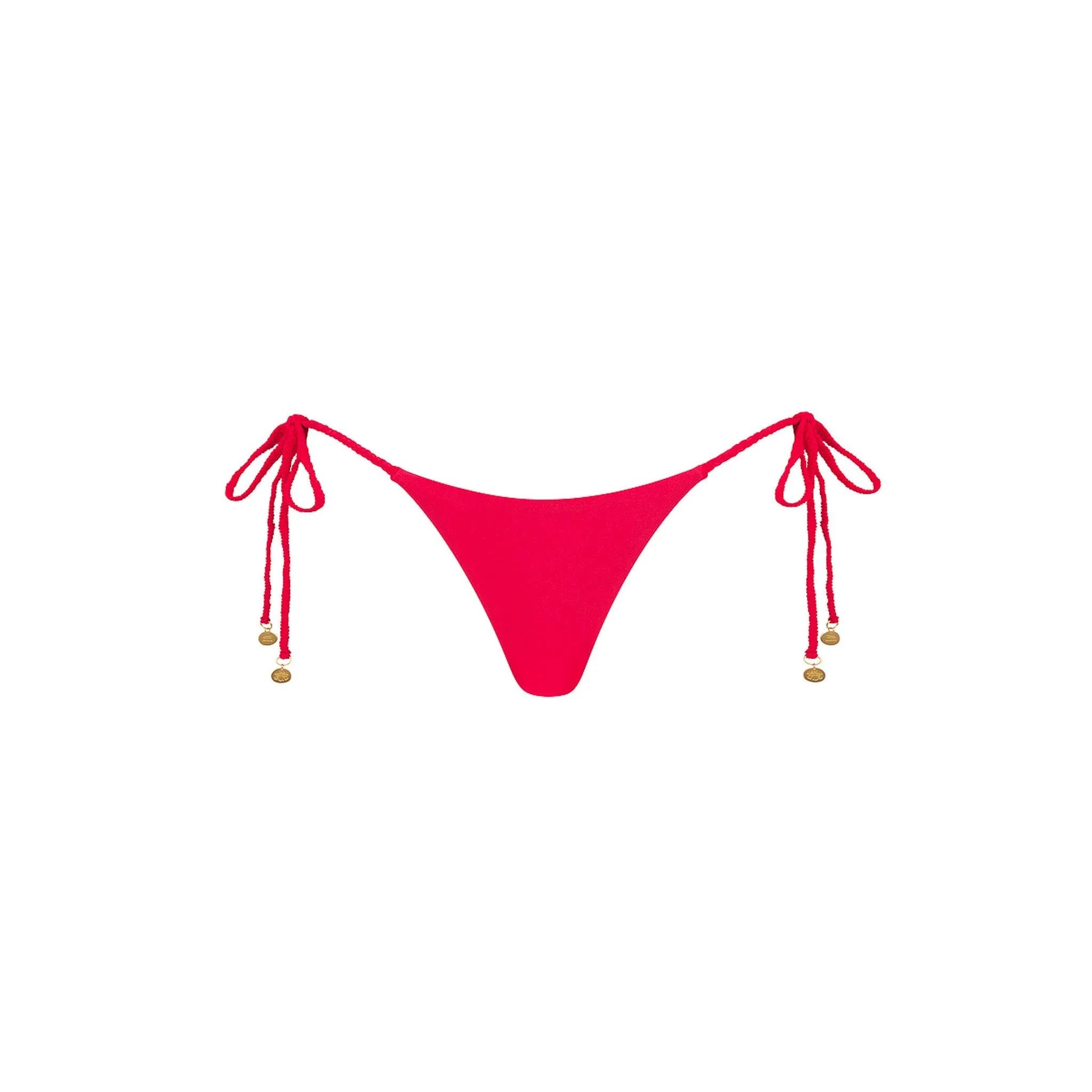 Braided Thong Tie Side Bikini Bottom - Cherry Crush sold by Kulani Kinis