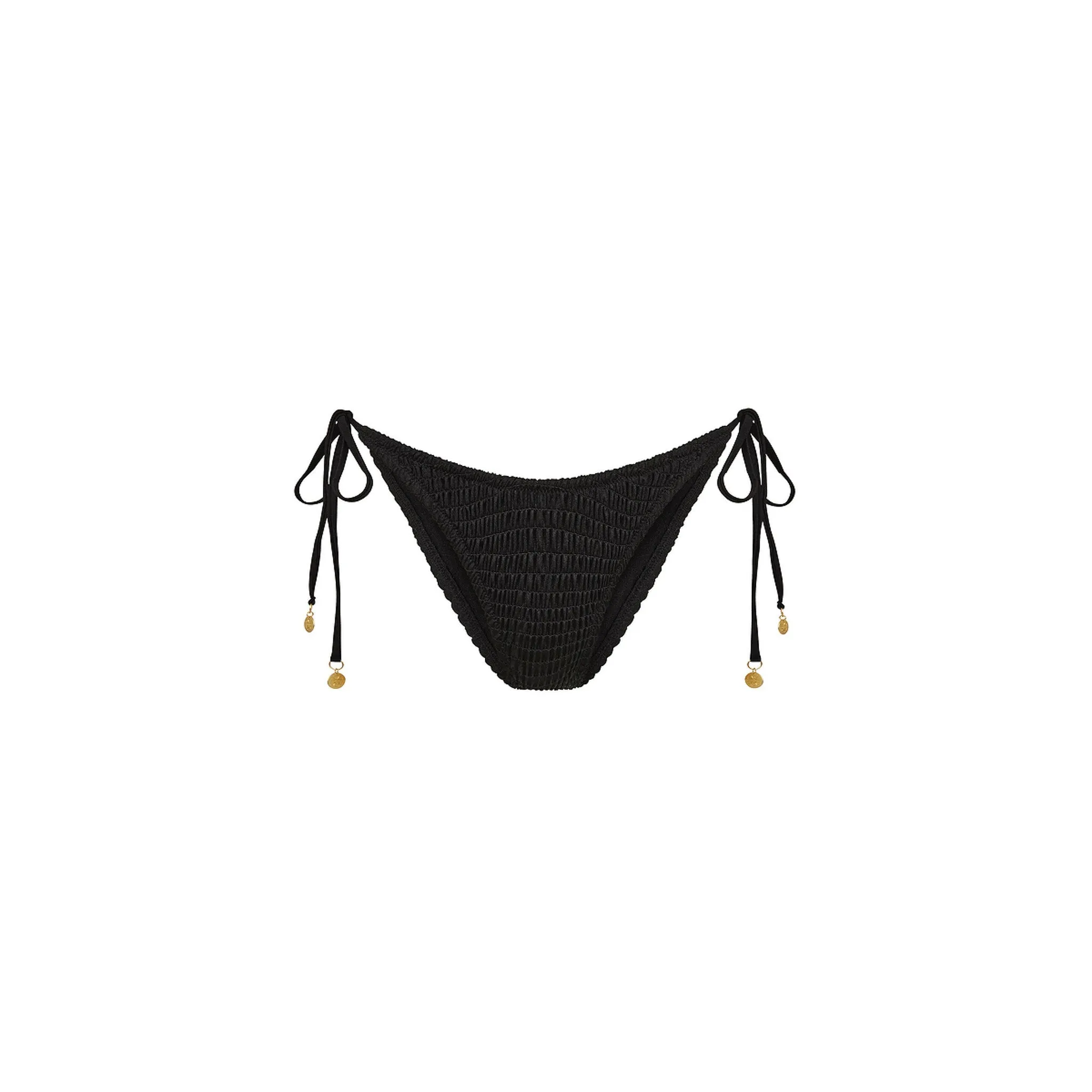 Shirred Dipped Cheeky Tie Bikini Bottom - Twilight Black sold by Kulani Kinis