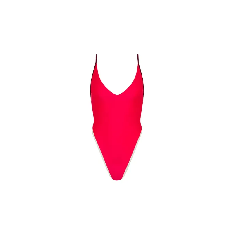 Plunge Cross Back One Piece - Cherry Cola sold by Kulani Kinis