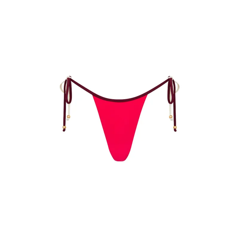 Micro Thong Tie Side Bikini Bottom - Cherry Cola sold by Kulani Kinis