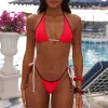 Micro Thong Tie Side Bikini Bottom - Cherry Cola sold by Kulani Kinis