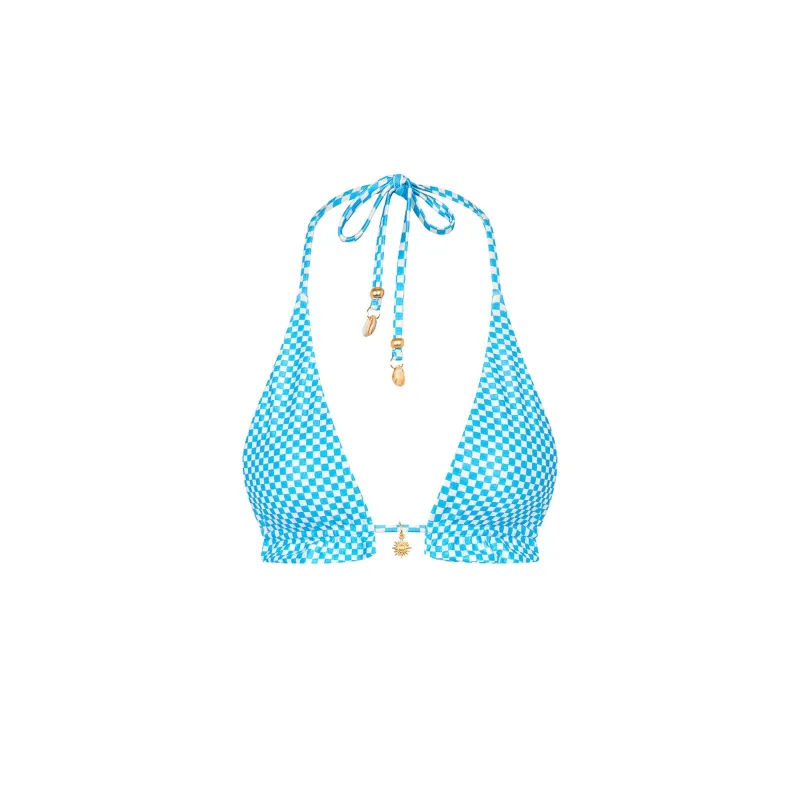 Frill Halter Bralette Bikini Top - Checkmate sold by Kulani Kinis