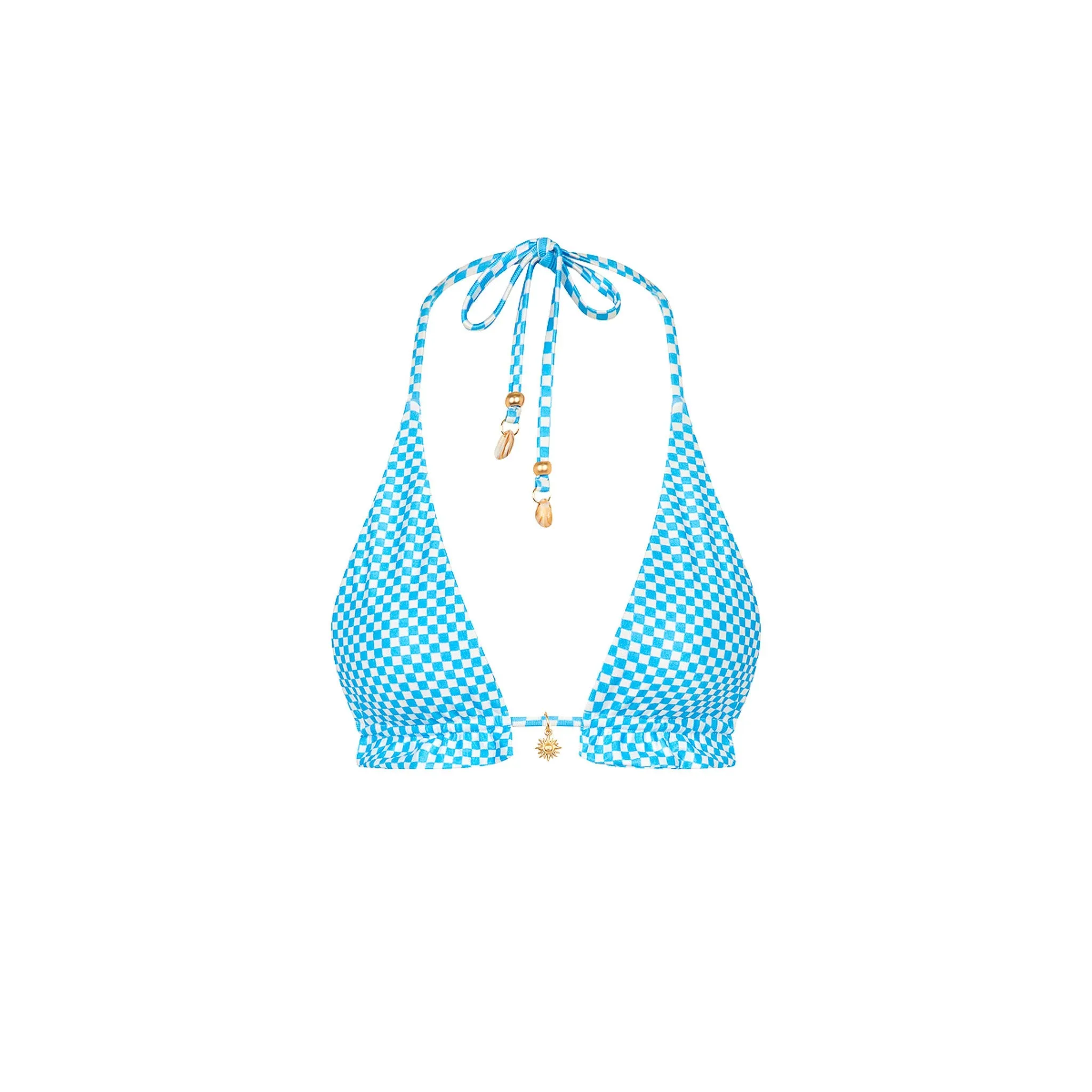 Frill Halter Bralette Bikini Top - Checkmate sold by Kulani Kinis