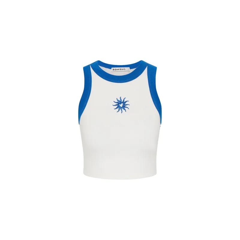 Embroidered Crop Tank Top - Blue Skies sold by Kulani Kinis