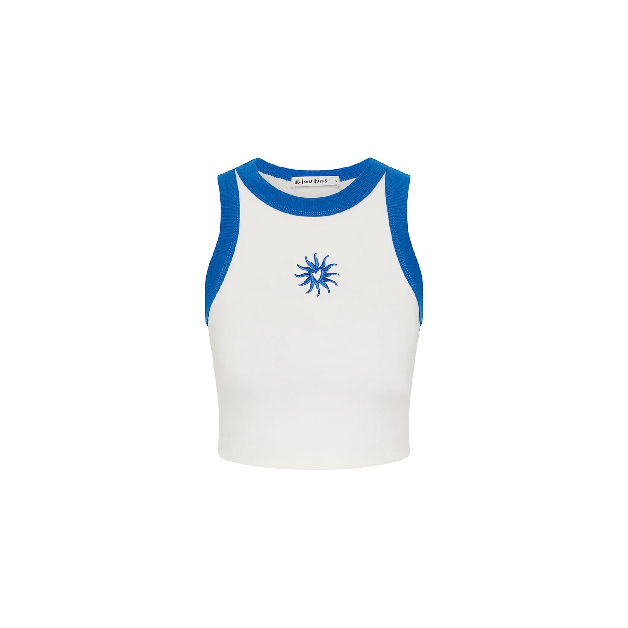 Embroidered Crop Tank Top - Blue Skies sold by Kulani Kinis