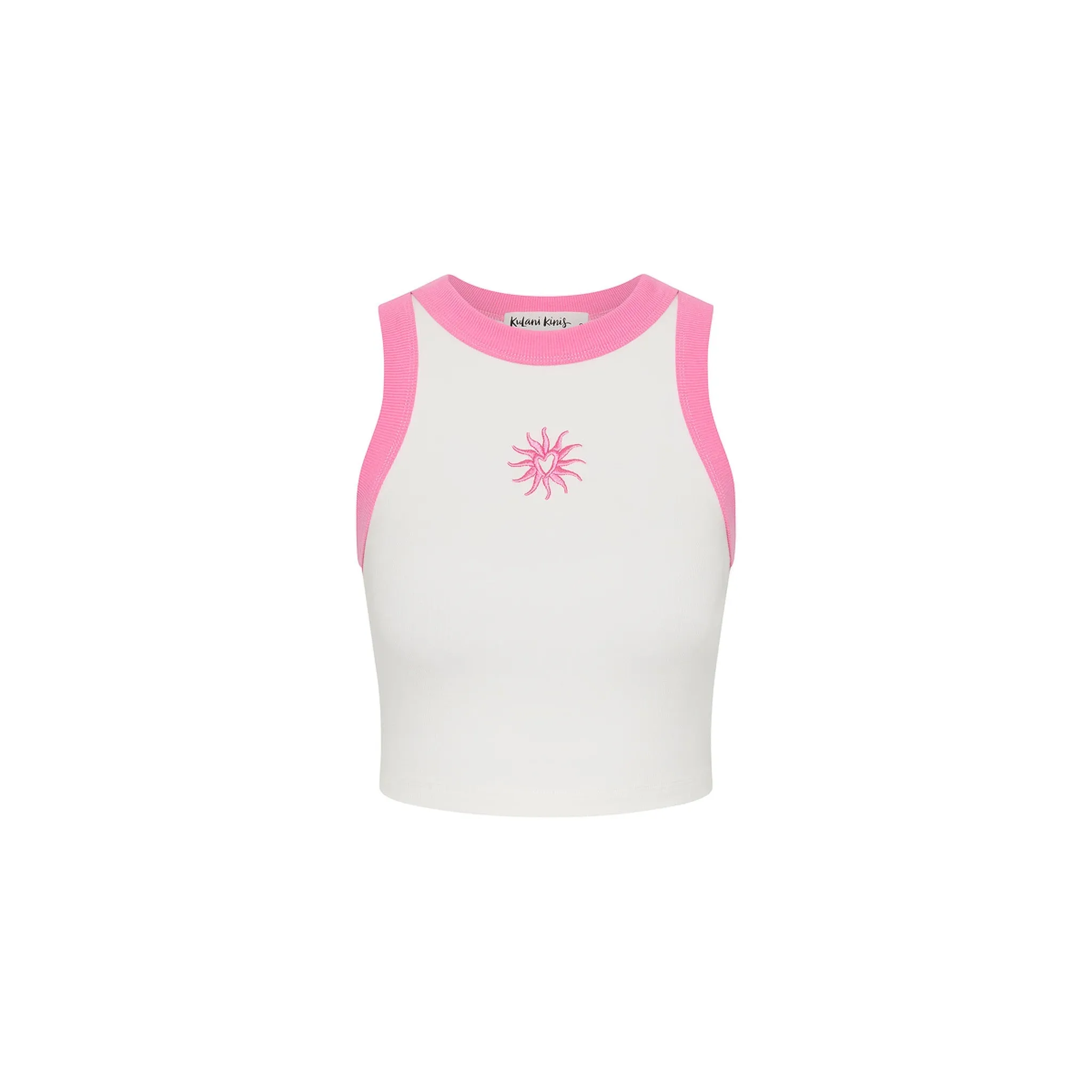 Embroidered Crop Tank Top - Pink Skies sold by Kulani Kinis
