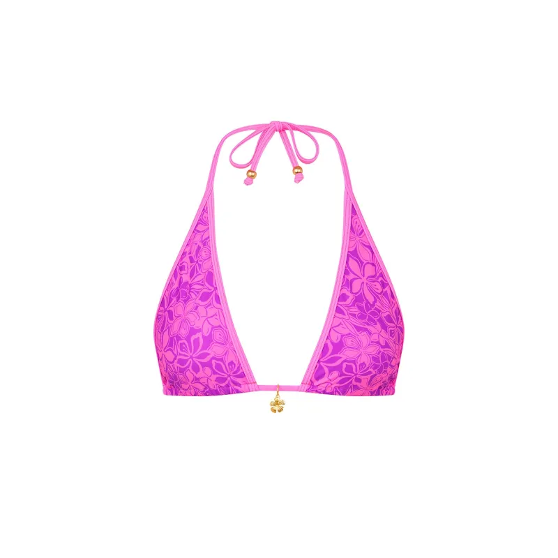 Bind Triangle Halter Bikini Top - Bubble Berry made by Kulani Kinis