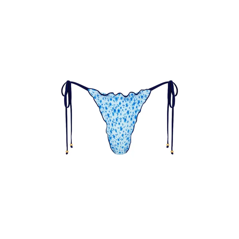 Lettuce Edge Thong Tie Bikini Bottom - Dream Flower sold by Kulani Kinis