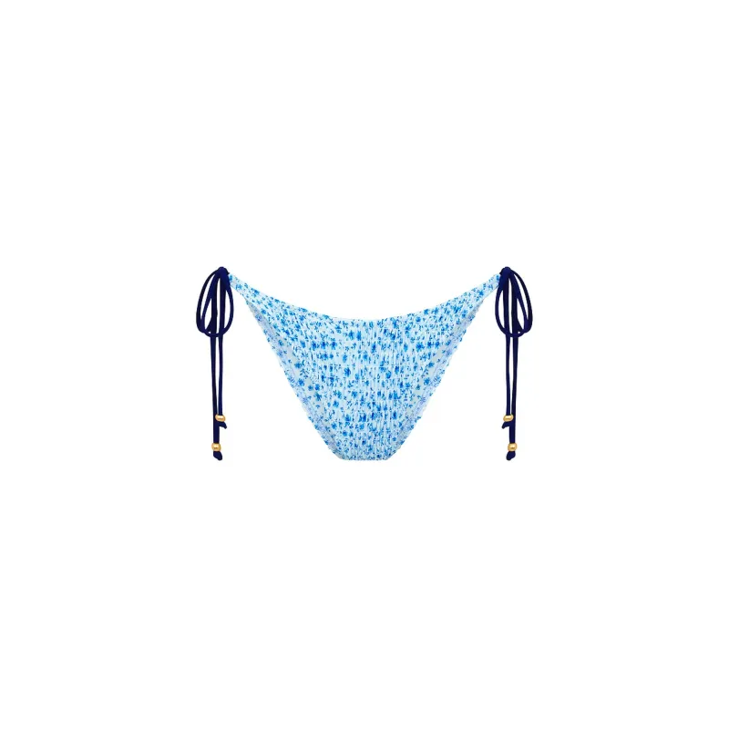 Shirred Dipped Cheeky Tie Bikini Bottom - Dream Flower sold by Kulani Kinis