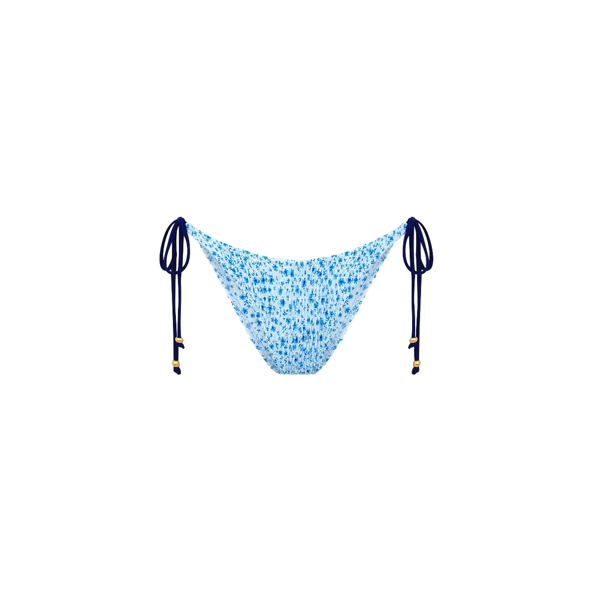 Shirred Dipped Cheeky Tie Bikini Bottom - Dream Flower sold by Kulani Kinis