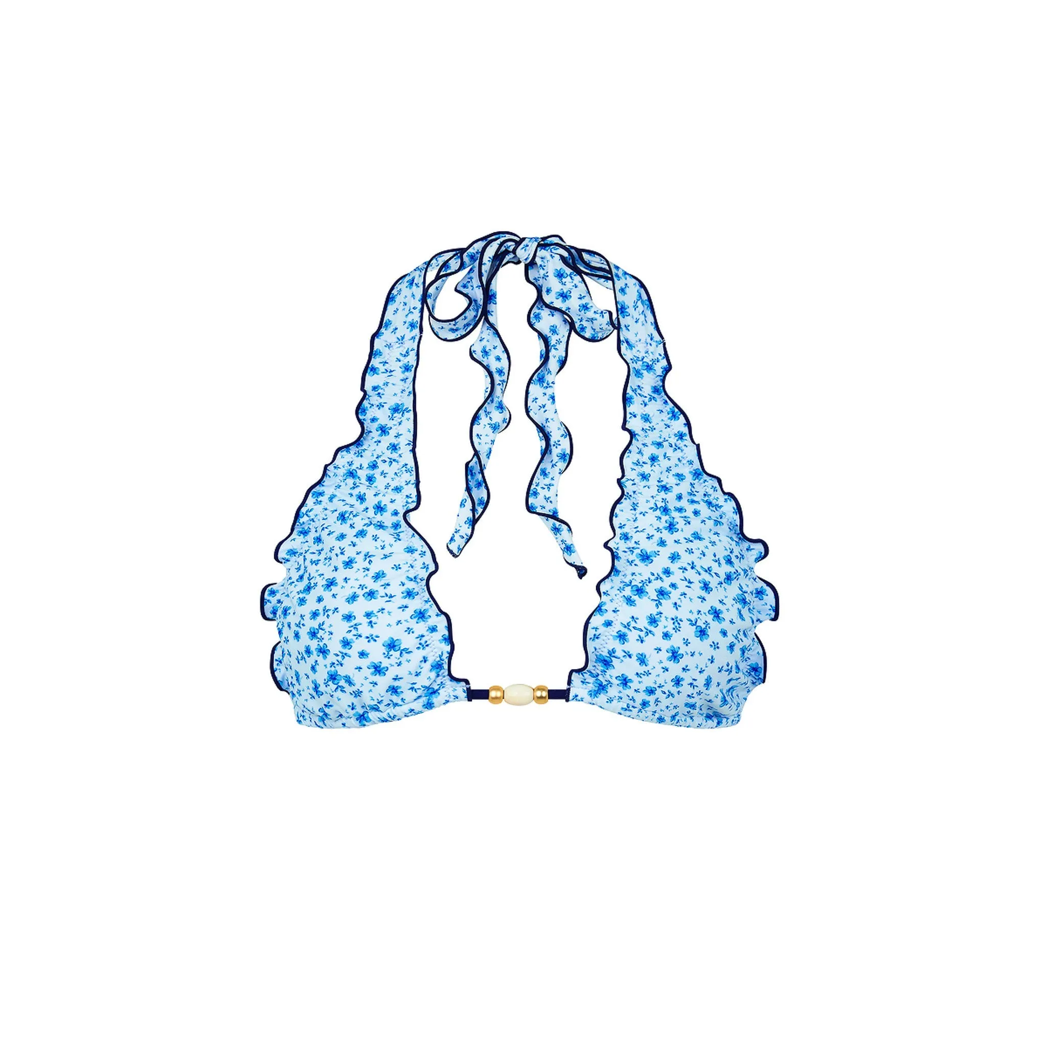 Lettuce Edge Halter Bikini Top - Dream Flower sold by Kulani Kinis