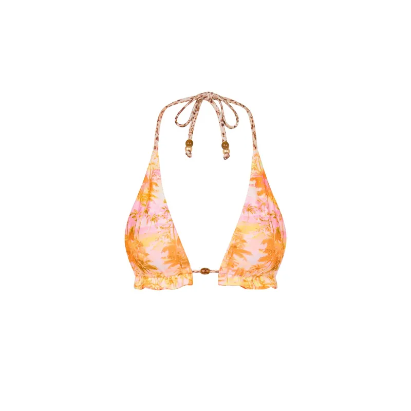 Frill Halter Bralette Bikini Top - Wild Skies sold by Kulani Kinis