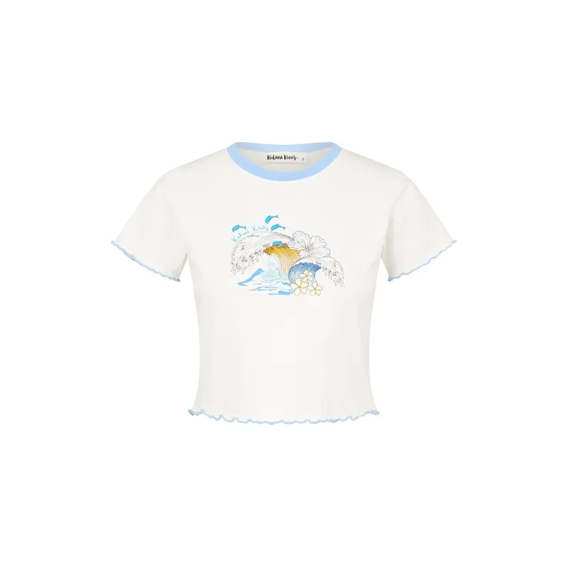 Lettuce Cropped Mini Tee - Blue Crush sold by Kulani Kinis